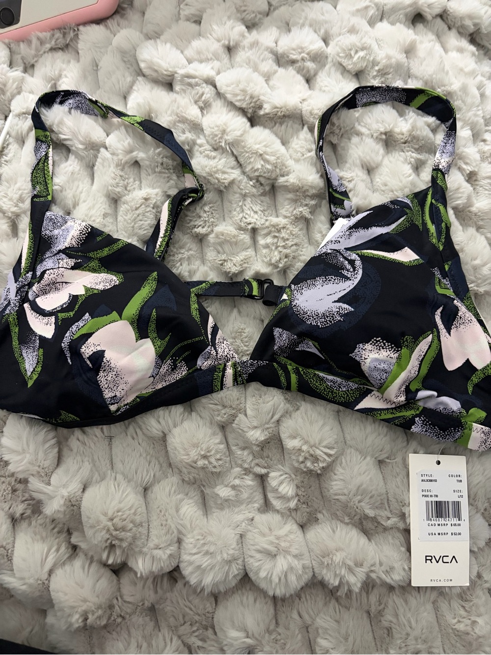 RVCA  Bikini Top Pixie Hi-Tri L/12 NWT